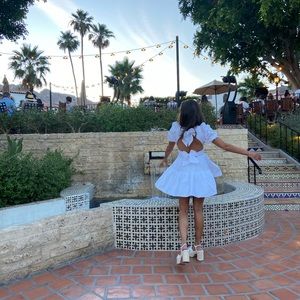 Bardot tiered square neck mini dress